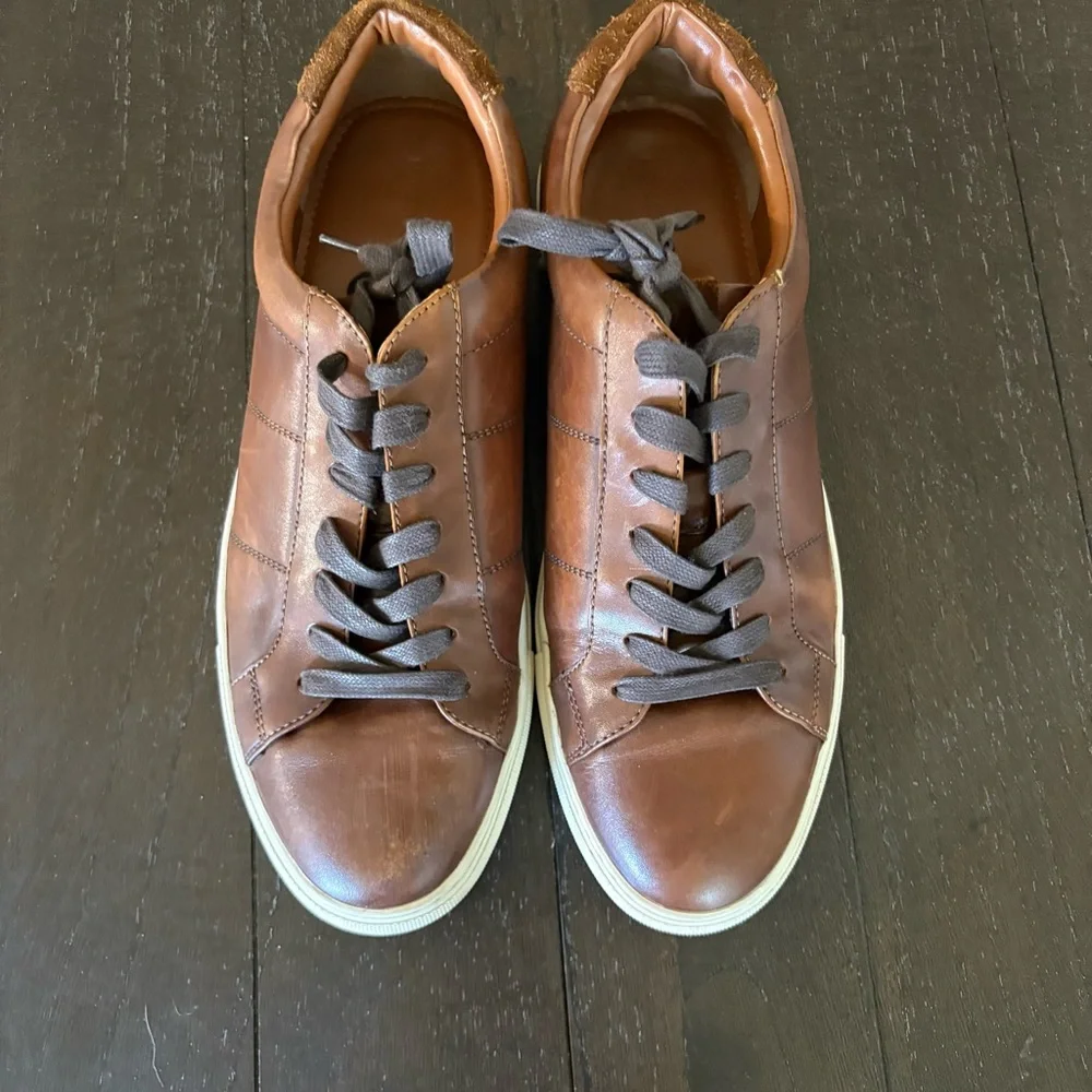 Nordstrom Brown Leather Casual Sneakers Shoes‎ Men’s Size 13 Neutral